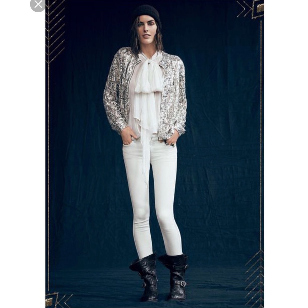 Free People Rolled Crop Skinny- White